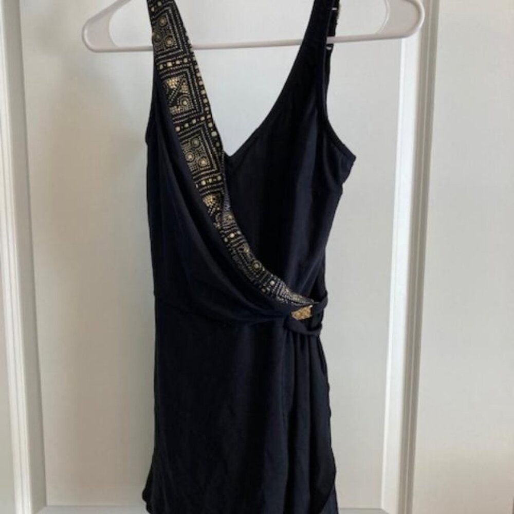 Roxanne Women's Black/Gold Vintage Pinup Swim Dress Size‎ 16 38B One-Piece